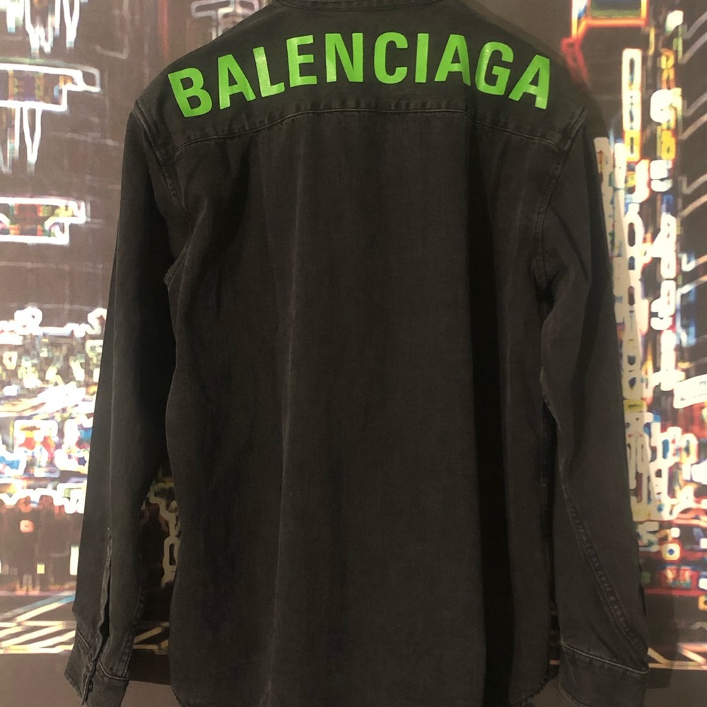 Balenciaga Rear Printed Denim Shirt